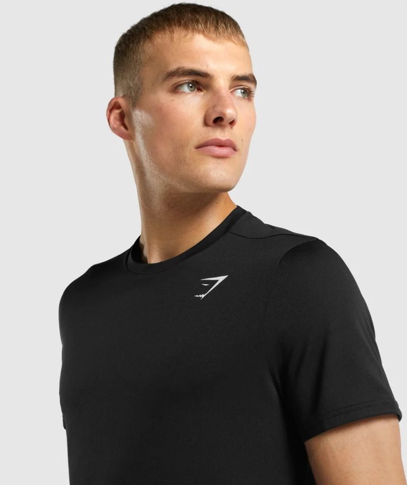 Men's Gymshark Arrival Regular Fit T-Shirts Black | NZ 4EQZNL